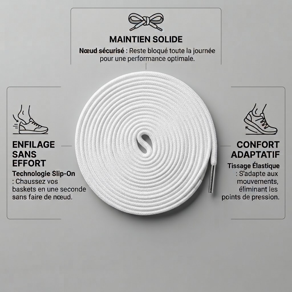 PURE WHITE - Lacet Plat Premium Sneaker
