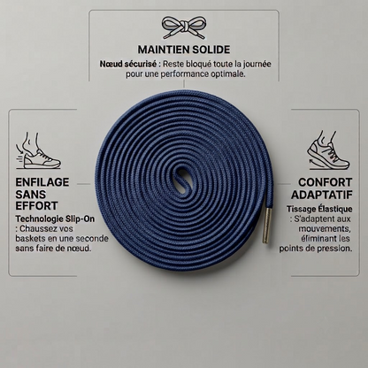 NAVY BLUE - Lacet Plat Premium Sneaker